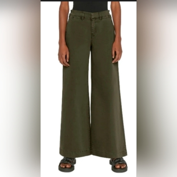Frame Denim Pants - FRAME Tomboy Wideleg Trouser Pants Size 27 Olive Green